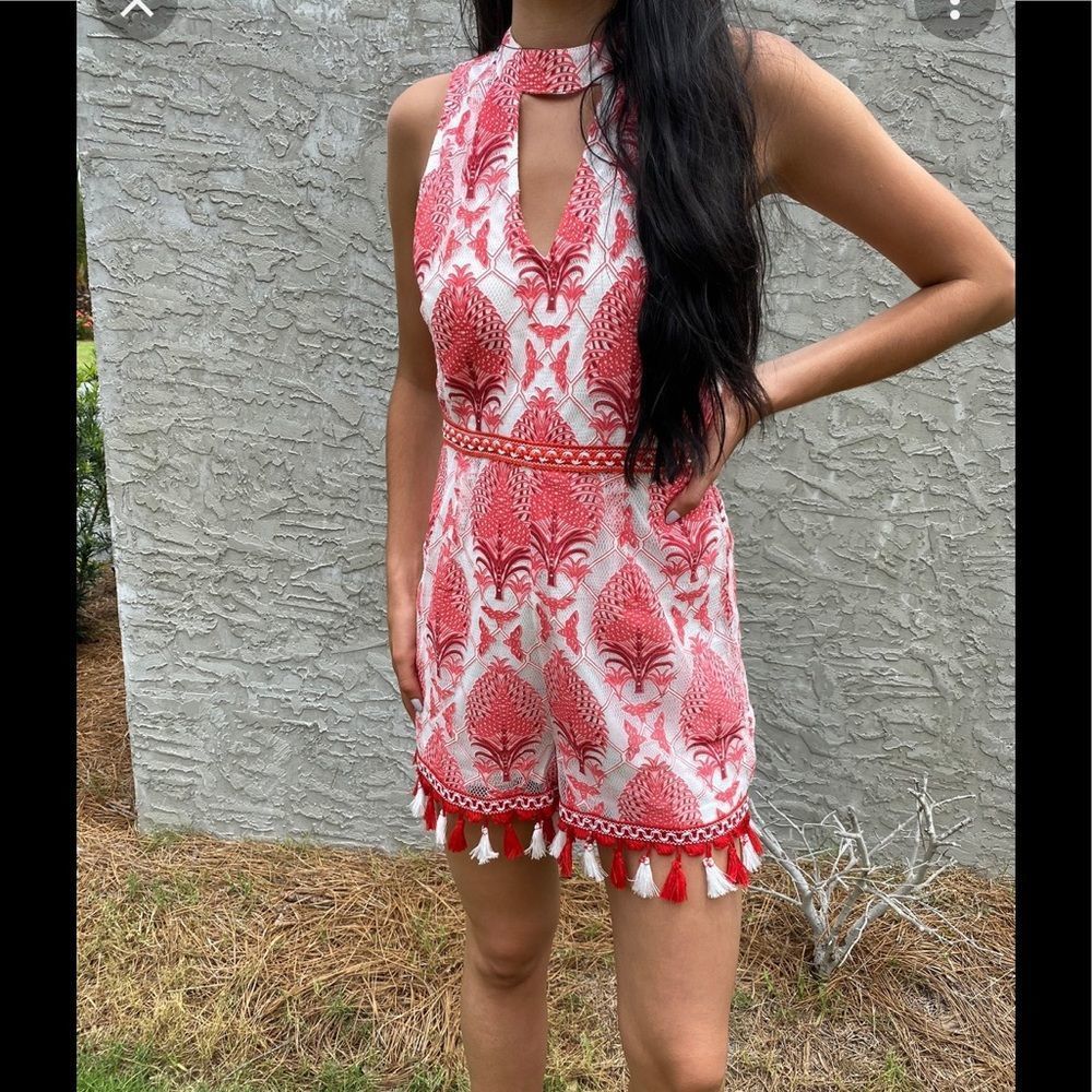 entro entro Red Tassel Romper Boho Style New with tags Size Large